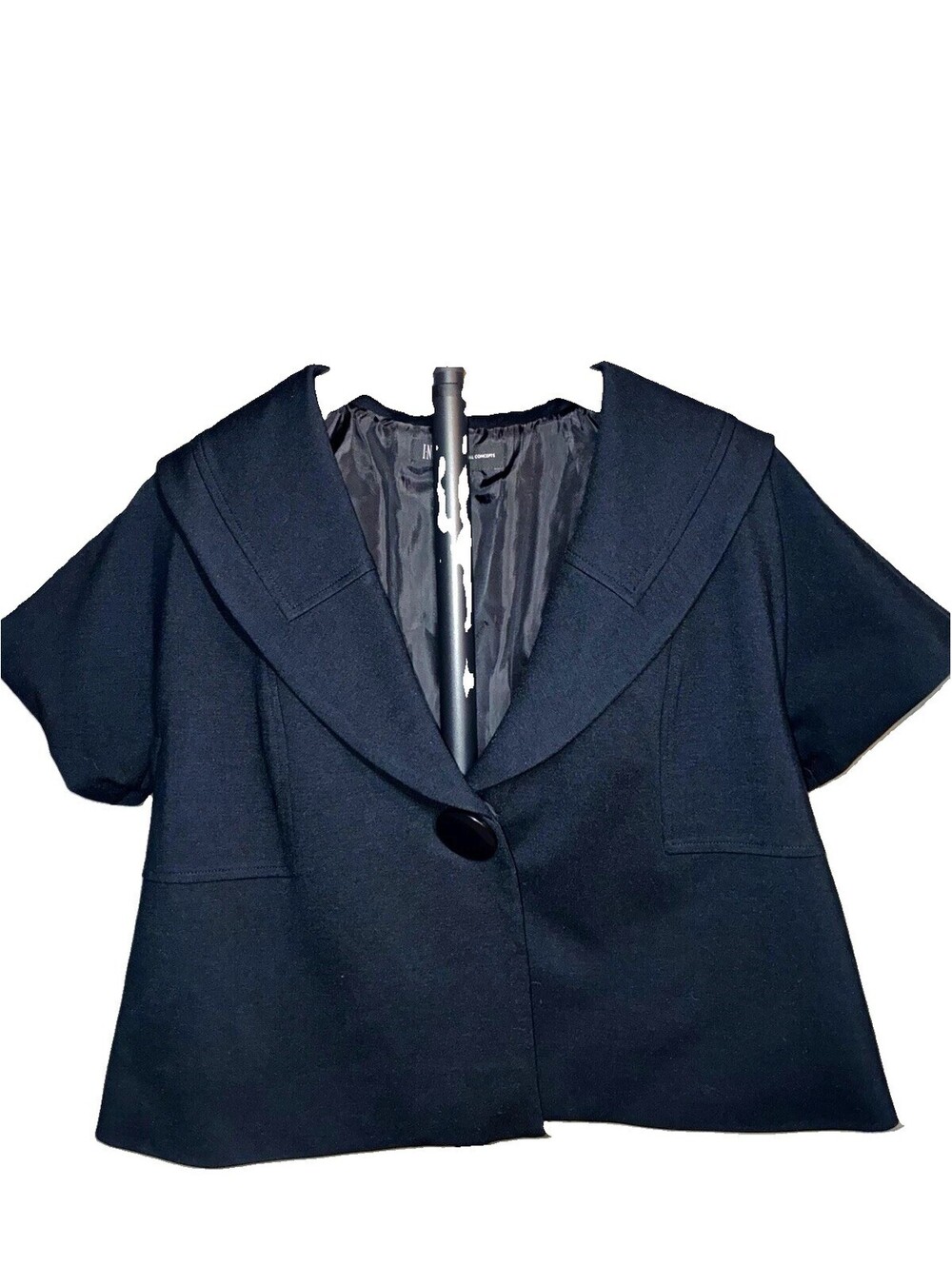 I.N.C. International Concepts Womens Black Collared Lined Button Jacket Size L